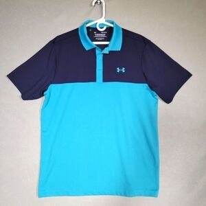 Under Armour Mens The Performance Polo Blue Color Block Size Large